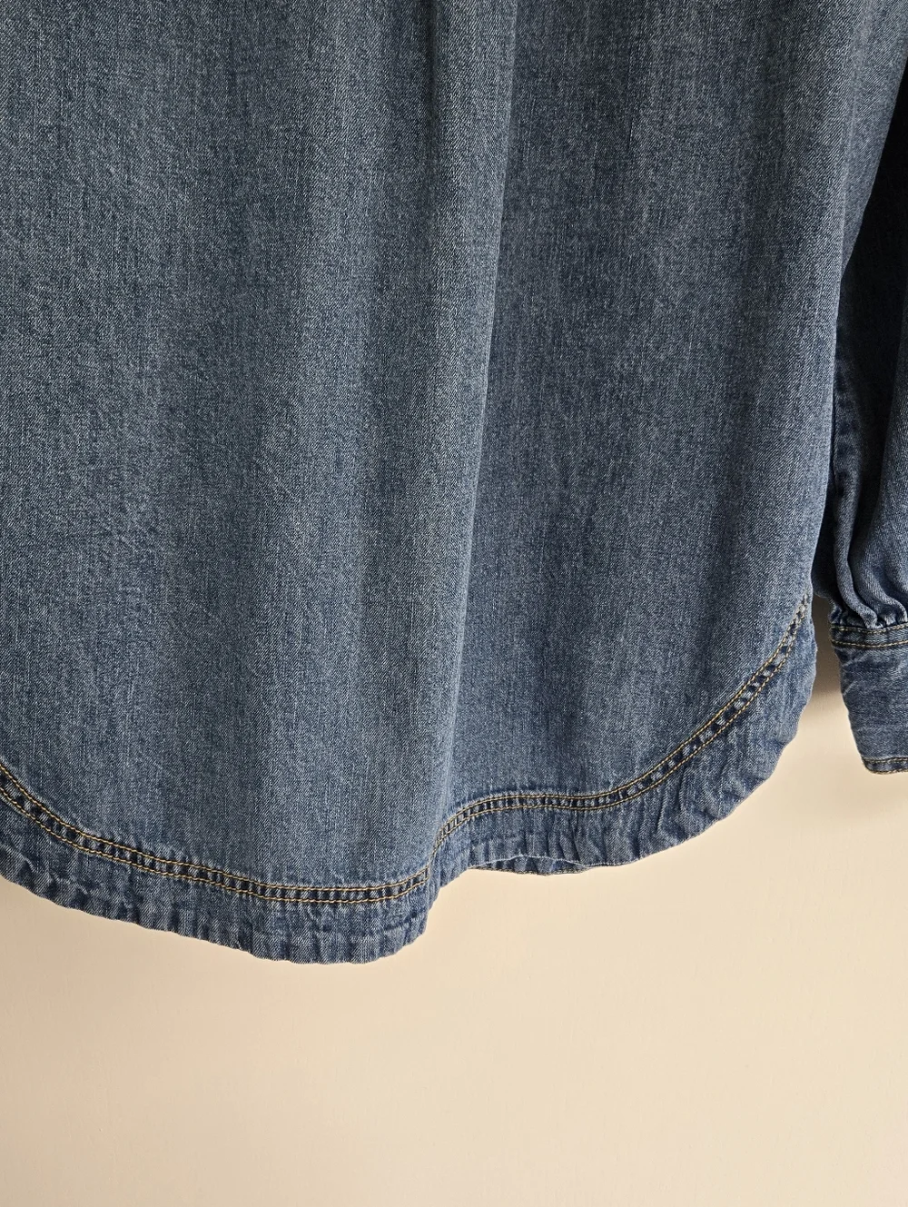Pilcro Denim Button-Up Shirt with Frilly Prairie Collar Women's L - Picture 8 of 12
